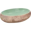 Image de vidaXL - Opzetwasbak - ovaal - 59x40x15 - cm - keramiek - groen - en - bruin