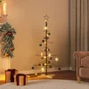 Image de vidaXL - Kerstdecoratie - kerstboom - met - houten - basis - 120 - cm - metaal - zwart