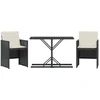 Image de vidaXL - 3-delige - Bistroset - met - kussens - poly - rattan - zwart
