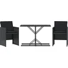 Image de vidaXL - 3-delige - Bistroset - met - kussens - poly - rattan - zwart