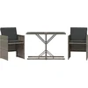 Image de vidaXL - 3-delige - Bistroset - met - kussens - poly - rattan - grijs