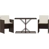 Image de vidaXL - 3-delige - Bistroset - met - kussens - poly - rattan - bruin