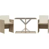 Image de vidaXL - 3-delige - Bistroset - met - kussens - poly - rattan - beige