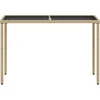 Image de vidaXL - Tuintafel - met - glazen - blad - 115x54x74 - cm - poly - rattan - beige