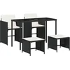 Image de vidaXL - 5-delige - Tuinset - met - kussens - poly - rattan - zwart