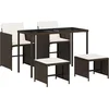 Image de vidaXL - 5-delige - Tuinset - met - kussens - poly - rattan - bruin