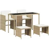 Image de vidaXL - 5-delige - Tuinset - met - kussens - poly - rattan - beige