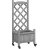 Image de vidaXL - Plantenbak - met - latwerk - en - wielen - massief - vurenhout - grijs