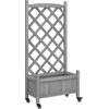 Image de vidaXL - Plantenbak - met - latwerk - en - wielen - massief - vurenhout - grijs