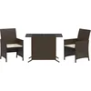 Image de vidaXL - 3-delige - Bistroset - met - kussens - poly - rattan - bruin