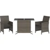 Image de vidaXL - 3-delige - Bistroset - met - kussens - poly - rattan - grijs