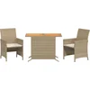 Image de vidaXL - 3-delige - Bistroset - met - kussens - poly - rattan - beige