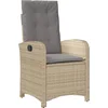 Image de vidaXL - Tuinstoel - verstelbaar - met - kussens - poly - rattan - gemengd - beige