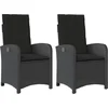 Image de vidaXL - Tuinstoelen - 2 - st - verstelbaar - met - kussens - poly - rattan - zwart