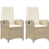 Image de vidaXL - Tuinstoelen - 2 - st - verstelbaar - met - kussens - poly - rattan - beige