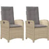 Image de vidaXL - Tuinstoelen - 2 - st - verstelbaar - kussens - poly - rattan - gemengd - beige