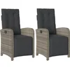 Image de vidaXL - Tuinstoelen - 2 - st - verstelbaar - met - voetensteun - poly - rattan - grijs