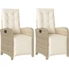 Image de vidaXL - Tuinstoelen - 2 - st - verstelbaar - met - voetensteun - poly - rattan - beige