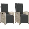 Image de vidaXL - Tuinstoelen - 2 - st - verstelbaar - voetensteun - poly - rattan - lichtgrijs