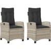 Image de vidaXL - Tuinstoelen - 2 - st - verstelbaar - met - kussens - poly - rattan - lichtgrijs