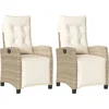 Image de vidaXL - Tuinstoelen - 2 - st - verstelbaar - met - voetensteun - poly - rattan - beige