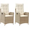 Image de vidaXL - Tuinstoelen - 2 - st - verstelbaar - met - kussens - poly - rattan - beige