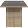 Image de vidaXL - Tuintafel - met - glazen - blad - 190x80x74 - cm - poly - rattan - beige
