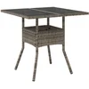 Image de vidaXL - Tuintafel - met - glazen - blad - 80x80x75 - cm - poly - rattan - grijs