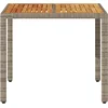 Image de vidaXL - Tuintafel - met - acaciahouten - blad - 90x90x75 - cm - poly - rattan - grijs