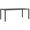 Image de vidaXL - Tuintafel - met - glazen - blad - 190x90x75 - cm - poly - rattan - zwart