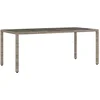 Image de vidaXL - Tuintafel - met - glazen - blad - 190x90x75 - cm - poly - rattan - grijs
