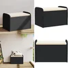 Image de vidaXL - Opbergbankje - met - kussen - 80x51x52 - cm - poly - rattan - zwart