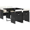 Image de vidaXL - 5-delige - Tuinset - met - kussens - poly - rattan - zwart