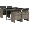 Image de vidaXL - 5-delige - Tuinset - met - kussens - poly - rattan - grijs