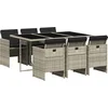 Image de vidaXL - 7-delige - Tuinset - met - kussens - poly - rattan - grijs