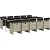 Image de vidaXL - 11-delige - Tuinset - met - kussens - poly - rattan - lichtgrijs