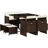 Image de vidaXL - 9-delige - Tuinset - met - kussens - poly - rattan - bruin