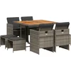 Image de vidaXL - 9-delige - Tuinset - met - kussens - poly - rattan - grijs
