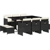 Image de vidaXL - 11-delige - Tuinset - met - kussens - poly - rattan - zwart