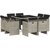 Image de vidaXL - 9-delige - Tuinset - met - kussens - poly - rattan - lichtgrijs