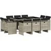 Image de vidaXL - 11-delige - Tuinset - met - kussens - poly - rattan - lichtgrijs