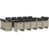 Image de vidaXL - 15-delige - Tuinset - met - kussens - poly - rattan - lichtgrijs