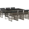 Image de vidaXL - 7-delige - Tuinset - met - kussens - poly - rattan - grijs