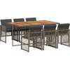 Image de vidaXL - 7-delige - Tuinset - met - kussens - poly - rattan - grijs