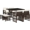 Image de vidaXL - 9-delige - Tuinset - met - kussens - poly - rattan - bruin