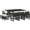 Image de vidaXL - 11-delige - Tuinset - met - kussens - poly - rattan - zwart