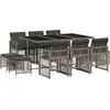 Image de vidaXL - 11-delige - Tuinset - met - kussens - poly - rattan - grijs