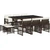 Image de vidaXL - 11-delige - Tuinset - met - kussens - poly - rattan - bruin