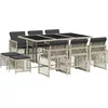 Image de vidaXL - 11-delige - Tuinset - met - kussens - poly - rattan - lichtgrijs