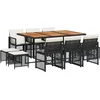 Image de vidaXL - 11-delige - Tuinset - met - kussens - poly - rattan - zwart